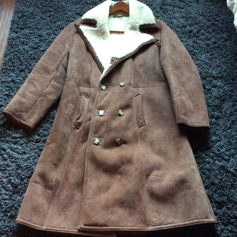 LUXURY GENUINE FULL leather LENGTH SHEARLING COAT